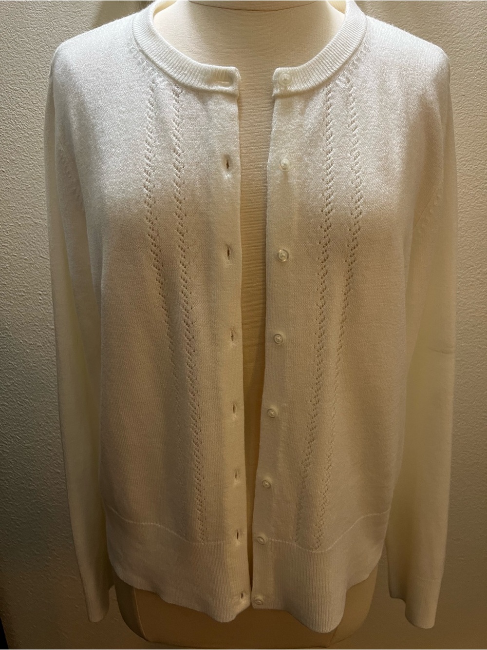 Croft & Barrow White Button-Front Knit Cardigan Pristine